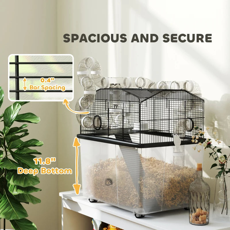 Hamster Cage Two-Tier with Deep Tray Tube System Water Bottle and Accessories