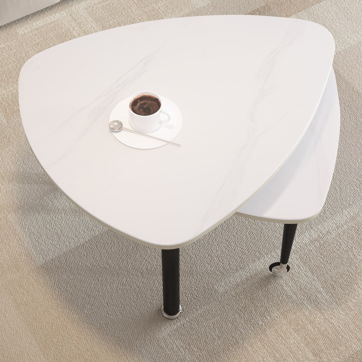 360 Degree Roratable White Sintered Stone Top Rotatable Modern Coffee