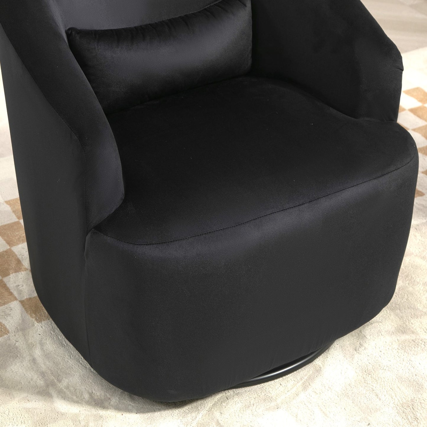 360 Degree Swivel Barrel Accent Chair, Velvet Upholstered Curved