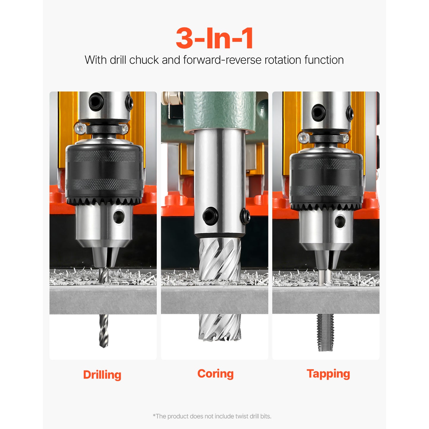 Magnetic Drilling Machine 1450W Portable Electric Drill Press with 6 Bits
