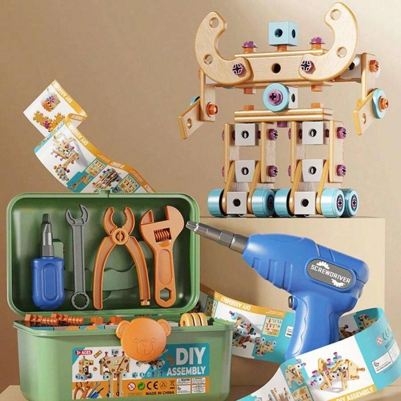 126-Piece Wooden Building & Tool Set for Kids - STEM Educational Toys