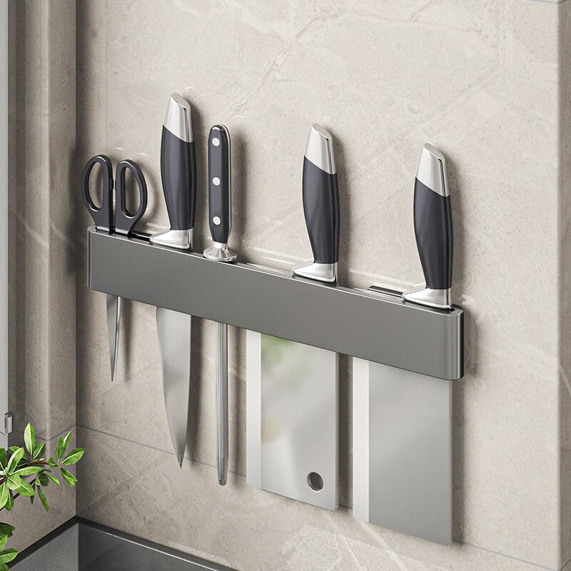 Multi-Functional Wall-Mounted Kitchen Shelf Organizer - Modern Steel Storage Rack