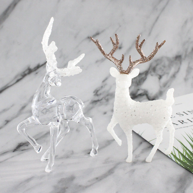 Festive Christmas Elk Cake Ornament Set - Glitter & Plastic Decorations