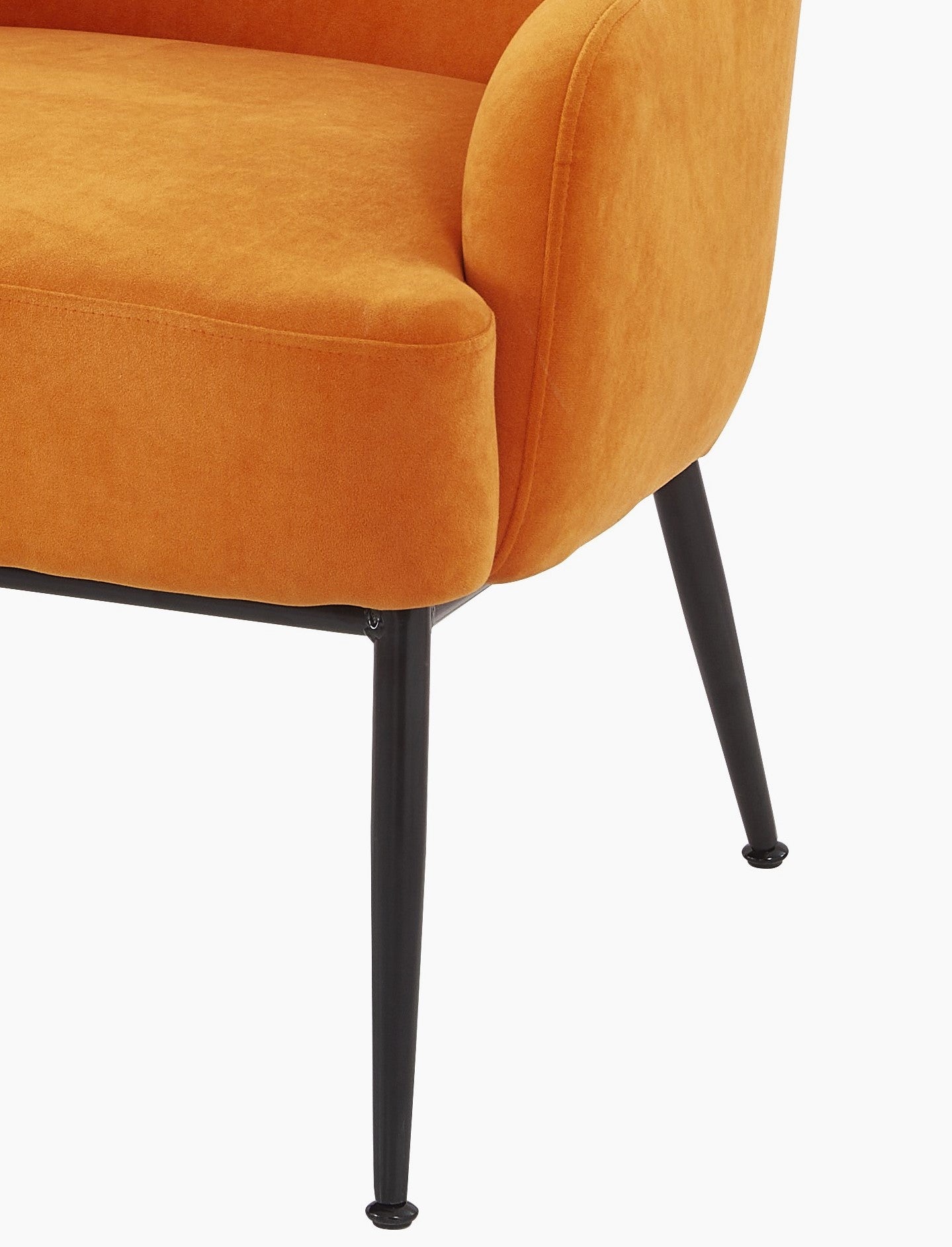 Red Orange Velvet Accent Chair, Modern Upholstered Armchair With