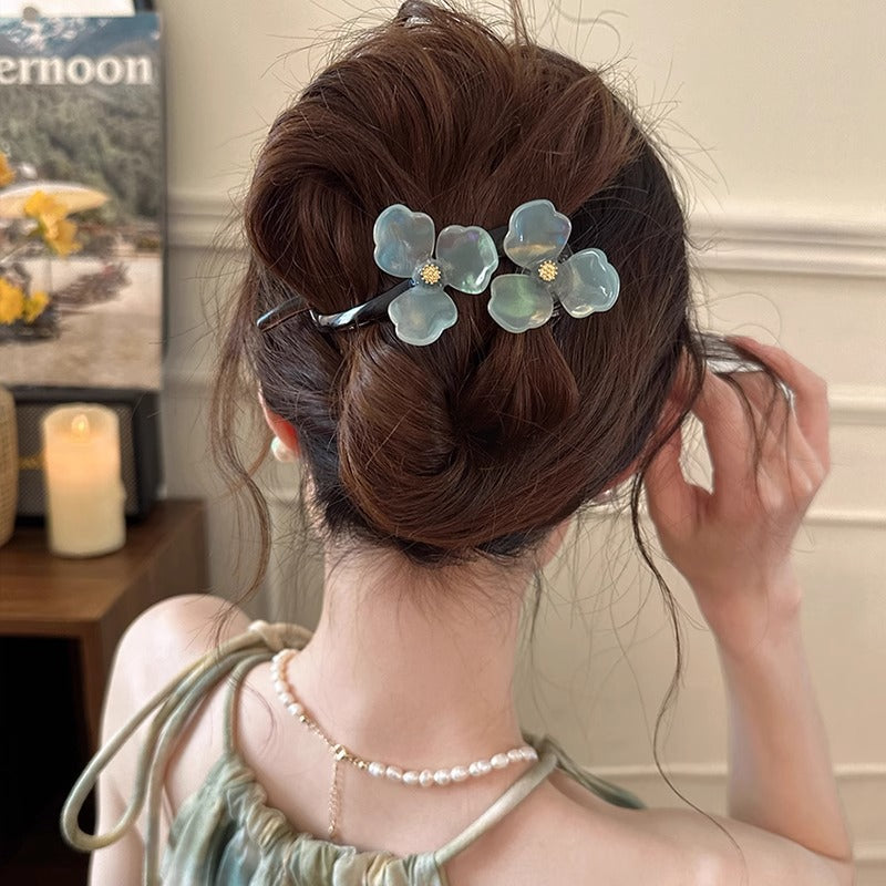 Elegant Flower Petal Hairpin - Retro Head Updo Accessory in Multiple Colors