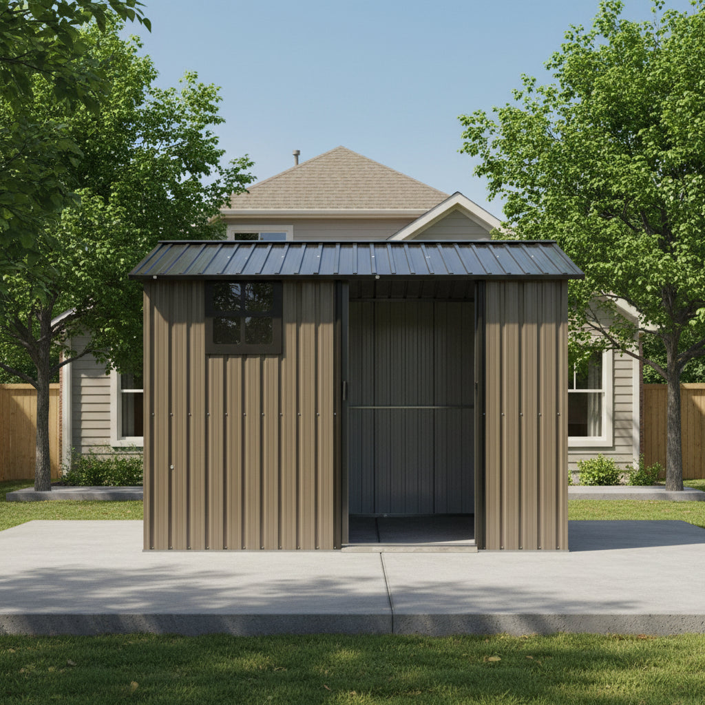 Heavy Duty Metal Outdoor Storage Shed - 8x6 FT with Sliding Door