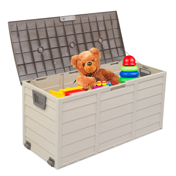75 Gallon Weather-Resistant Plastic Outdoor Storage Box with Wheels