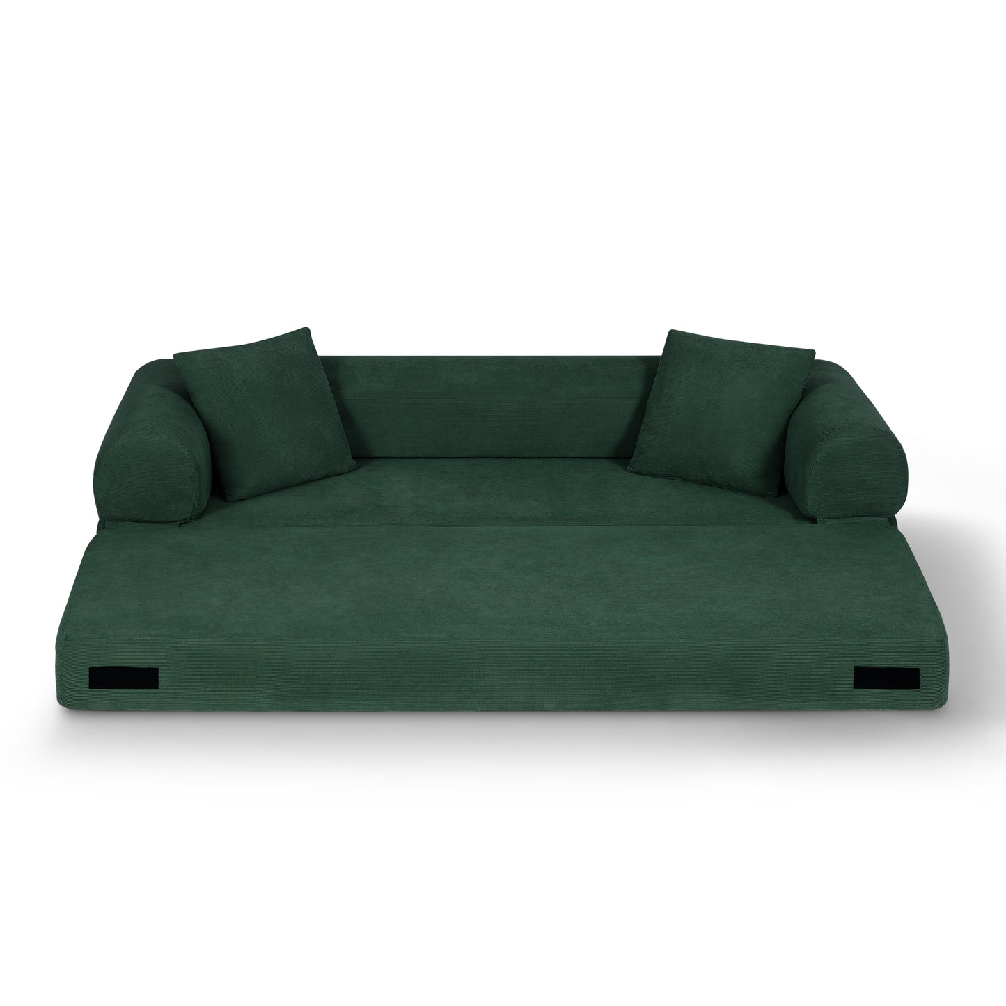 Convertible Sofa Bed Couch - 80 Inch Dark Green Sleeper with Storage