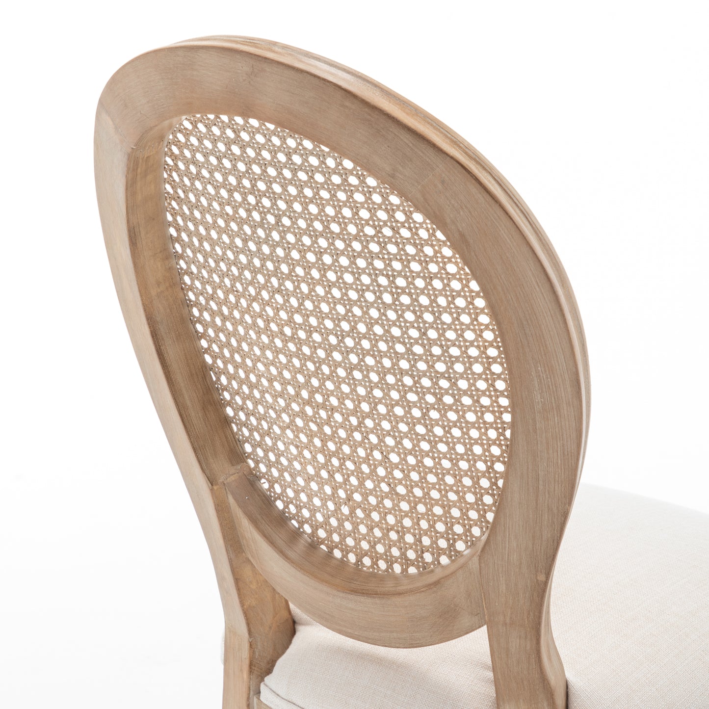 Farmhouse Dining Chairs with Cushioned Linen Seat - Set of 2, Beige