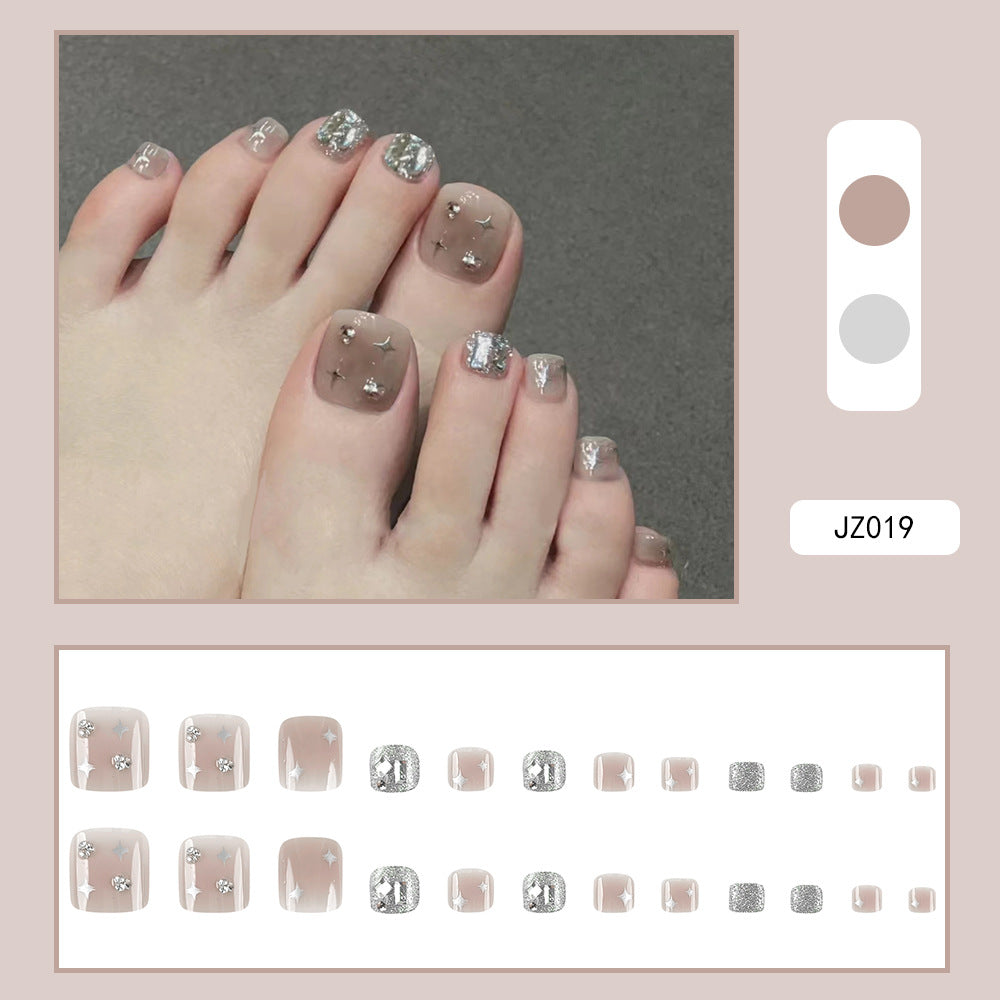 Diamond Embedded Star Nail Stickers - Detachable Toenail Art Decals