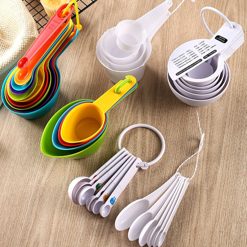 Plastic Measuring Spoon & Cup Set for Baking, Kitchen Utensils, 11-12 Pieces