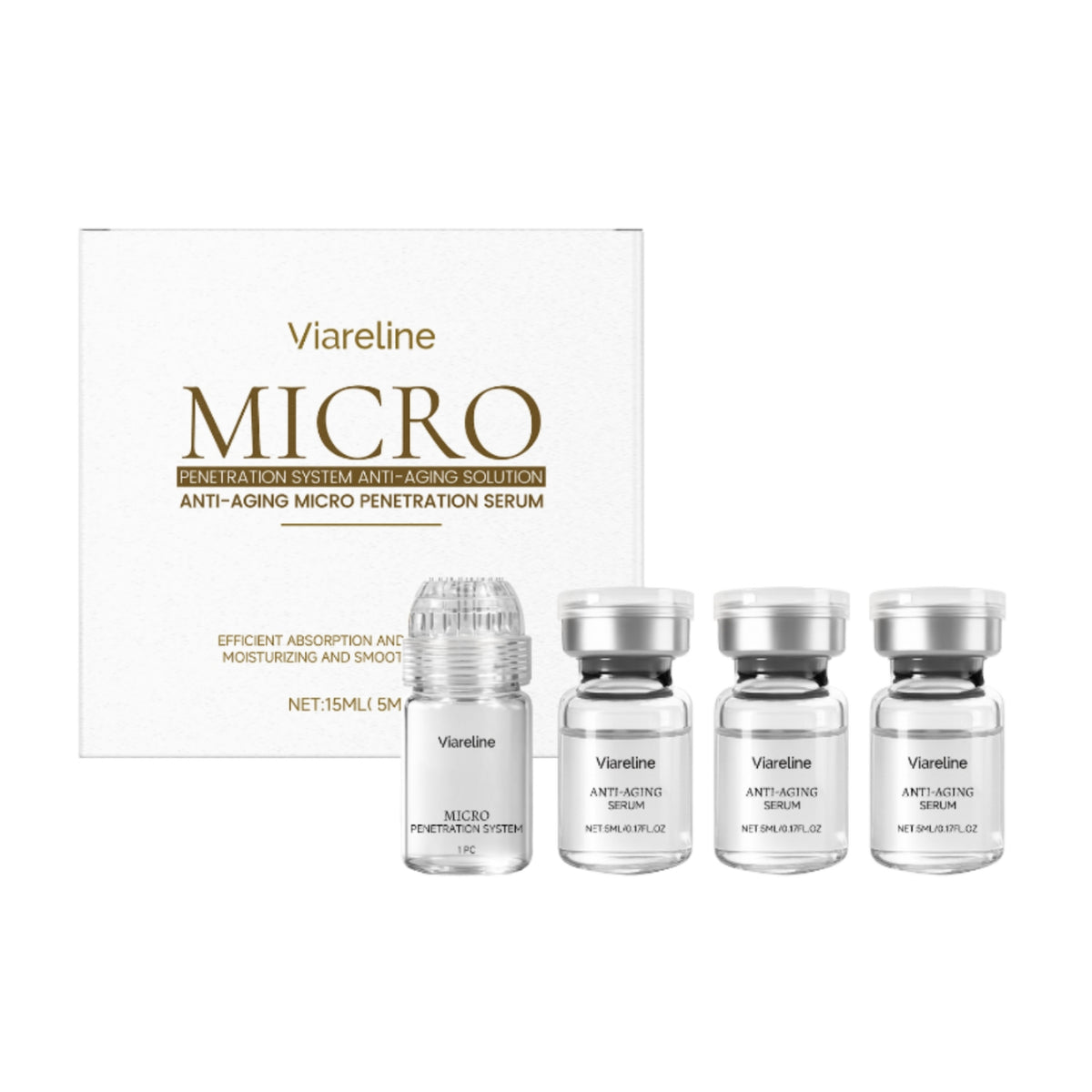 Anti-Aging Facial Roller Set with Microneedles and Collagen Serum