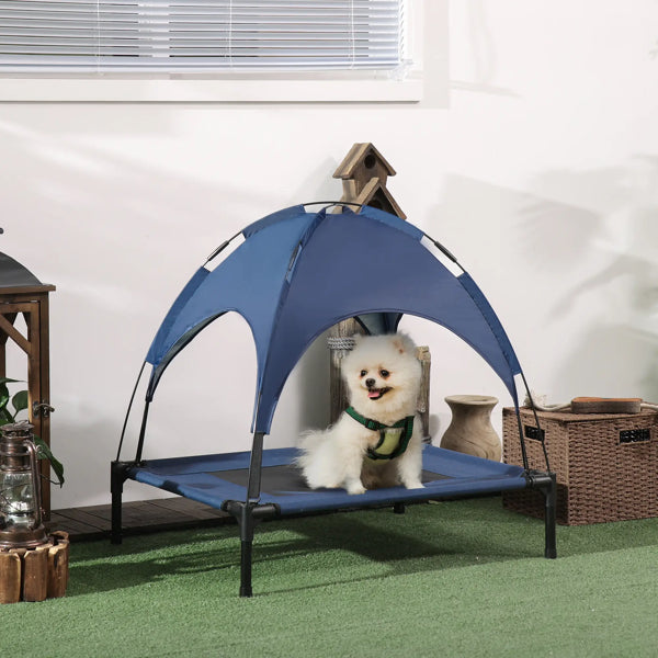 Cooling Dog Bed Cot - Elevated Pet Bed with Canopy & Travel Bag