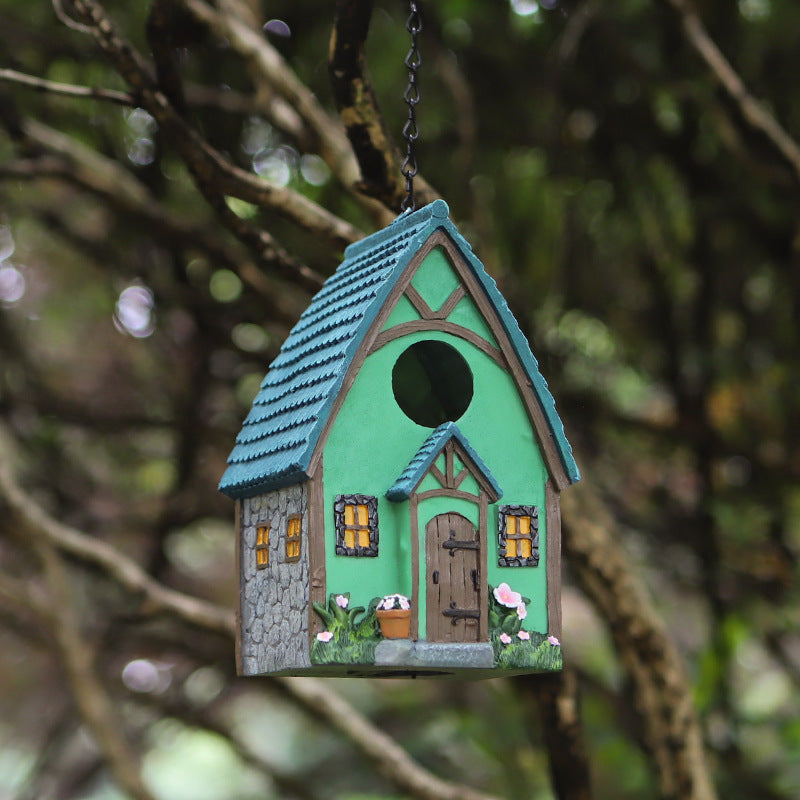 Garden Bird House Ornaments - Resin Farmhouse Decor for Lawn & Garden