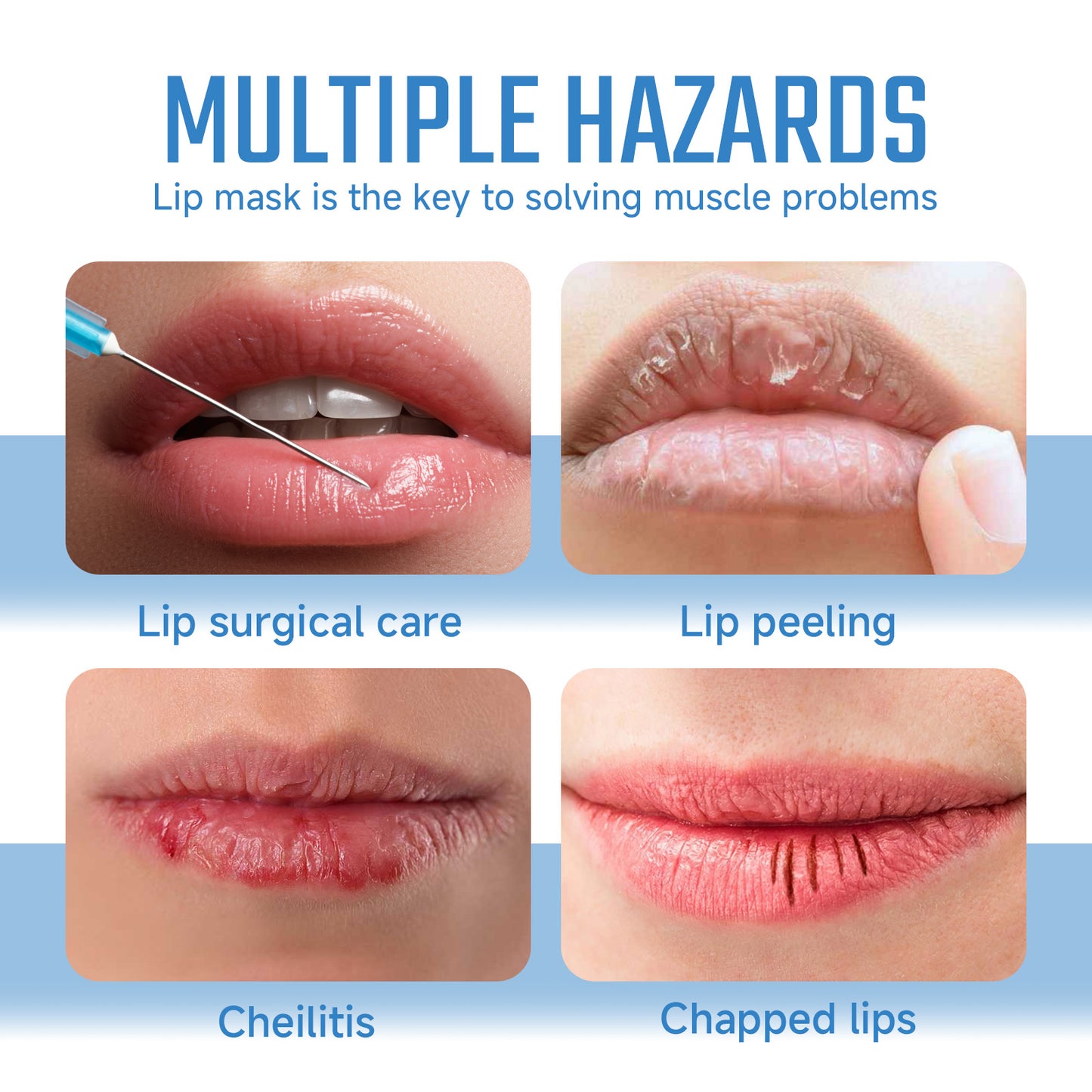 Collagen Lip Mask for Dry Lips - 6 Piece Hydrating Lip Treatment
