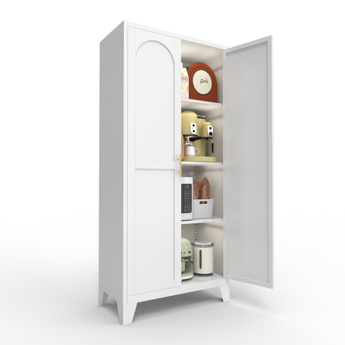 61'' Metal Storage Cabinet with Adjustable Shelves - White