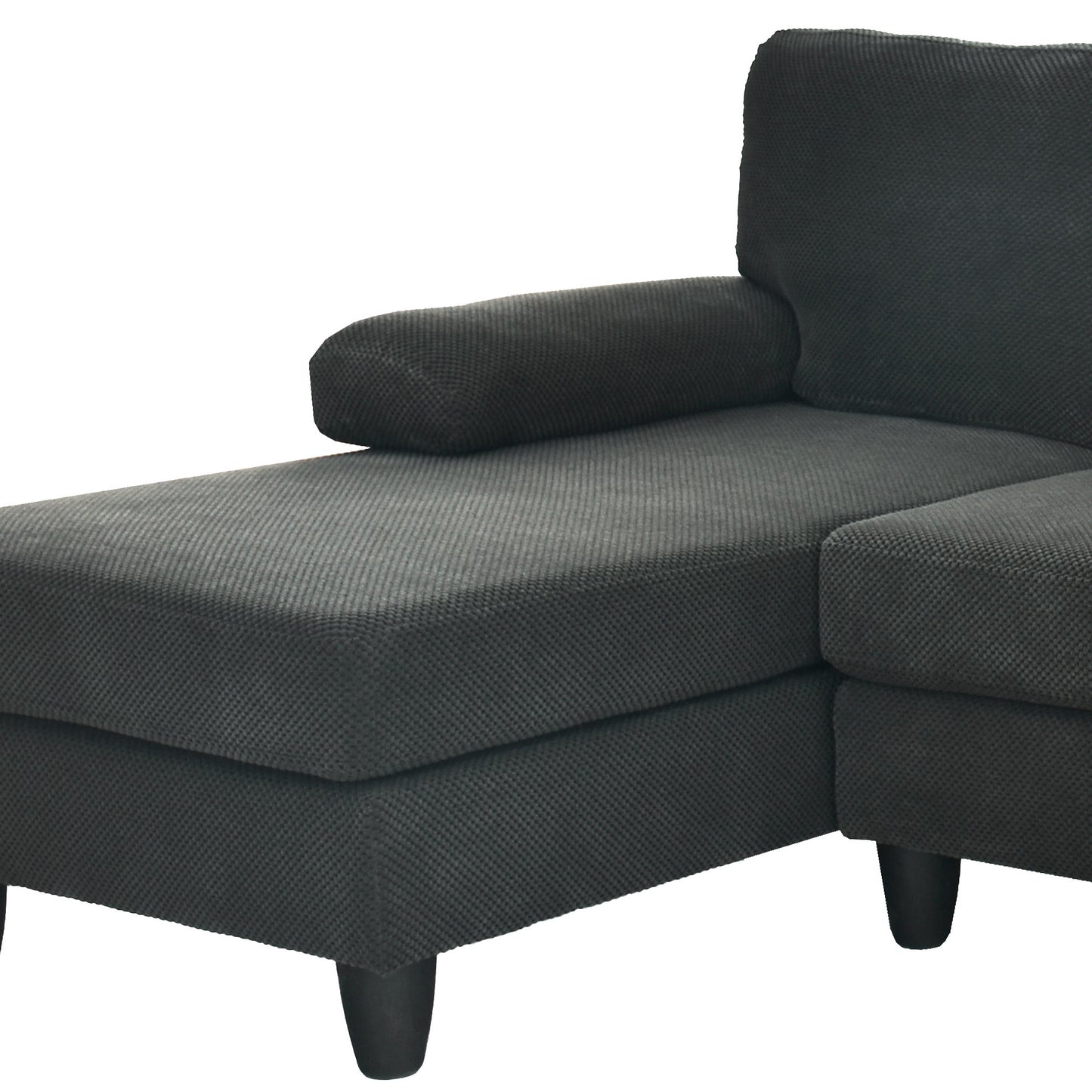 U-Shaped Sofa with Nubby Upholstery - Dark Grey