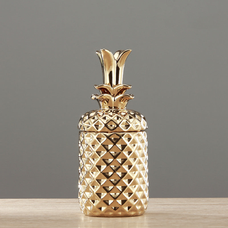 Golden Pineapple Storage Jar Ornaments Jewelry Tray Creative Decor