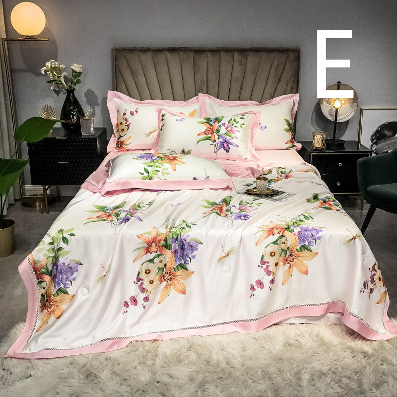 Tencel Summer Quilt Set - Breathable Air-Conditioning Bedding 4-Piece