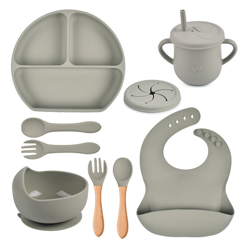 Silicone Solid Color Baby Tableware Set - Child Safe Dinnerware Kit