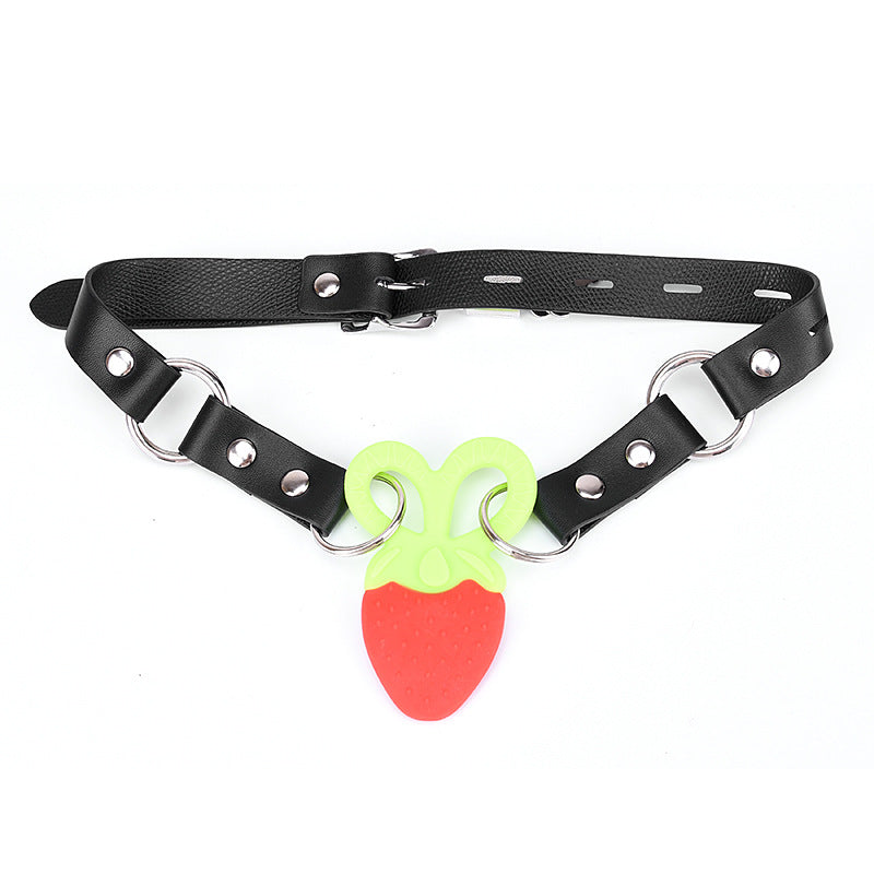 Fruit-Shaped Mouth Ball Gag Set for Adult Wellness Games - Grape, Watermelon, Strawberry, Nipple, Ice Cream Variants