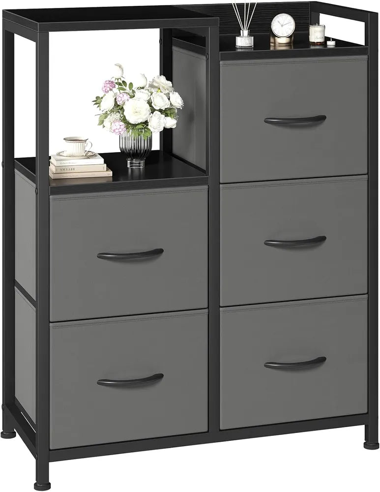 5 Drawer White Dressers For Bedroom 2 Tier Shelf Small Fabric Dresser