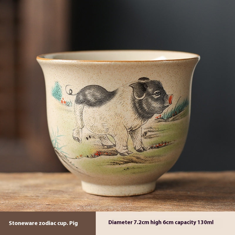 Zodiac Retro Chinese Style Ceramic Kung Fu Master Cup Set - Multiple Variants