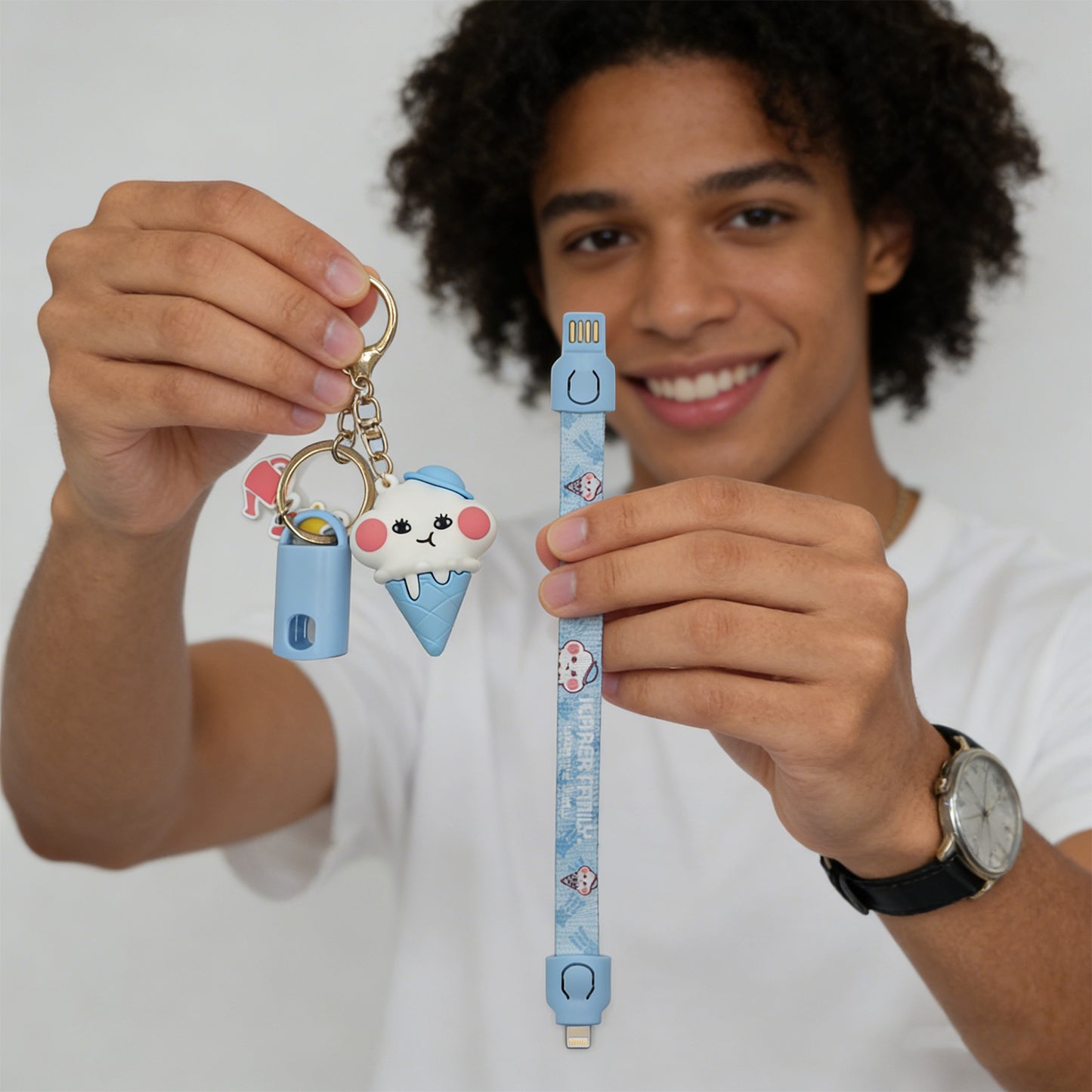 Animal Keychain Charging Cable - Blue