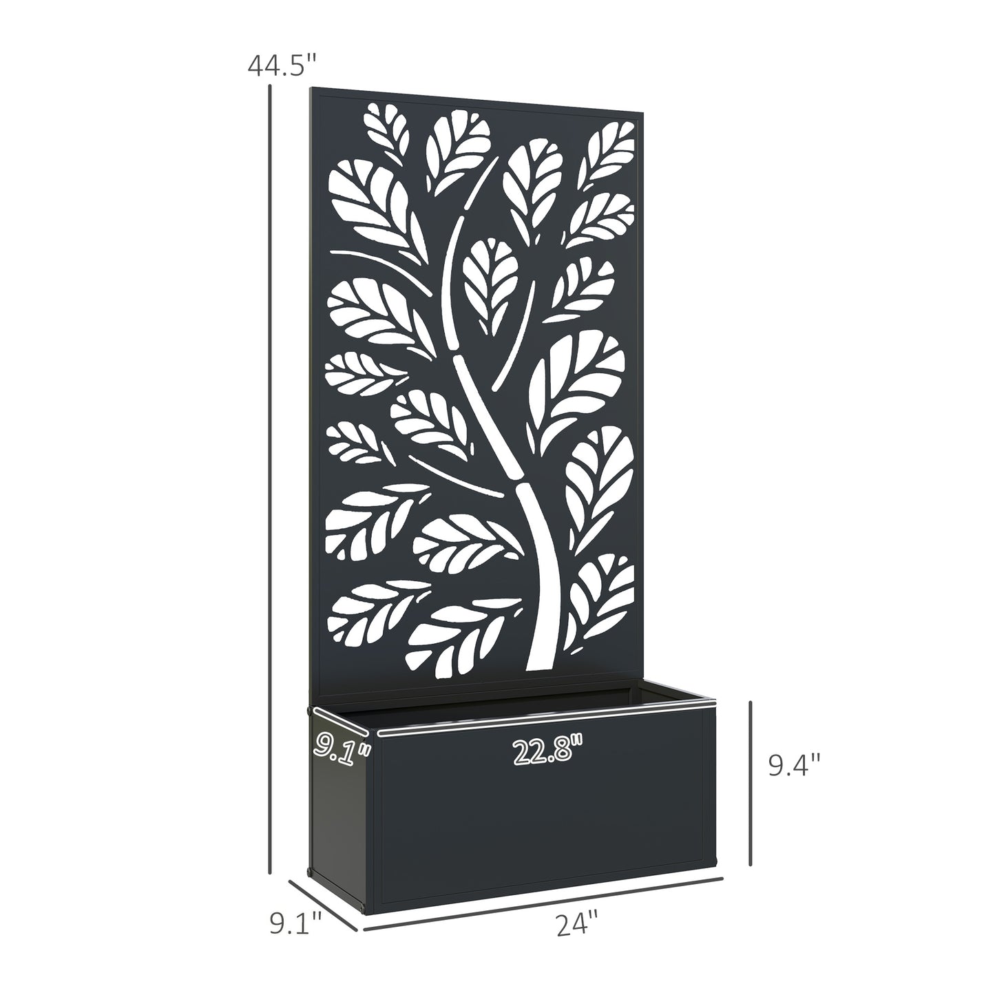 Metal Garden Bed with Trellis for Climbing Plants Black 960x680x65mm
