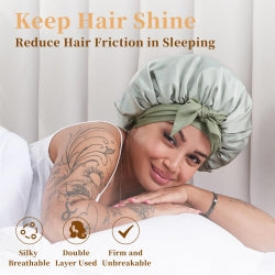 Adjustable Satin Silk Hair Bonnet for Sleeping - Large Reversible Sleep Cap