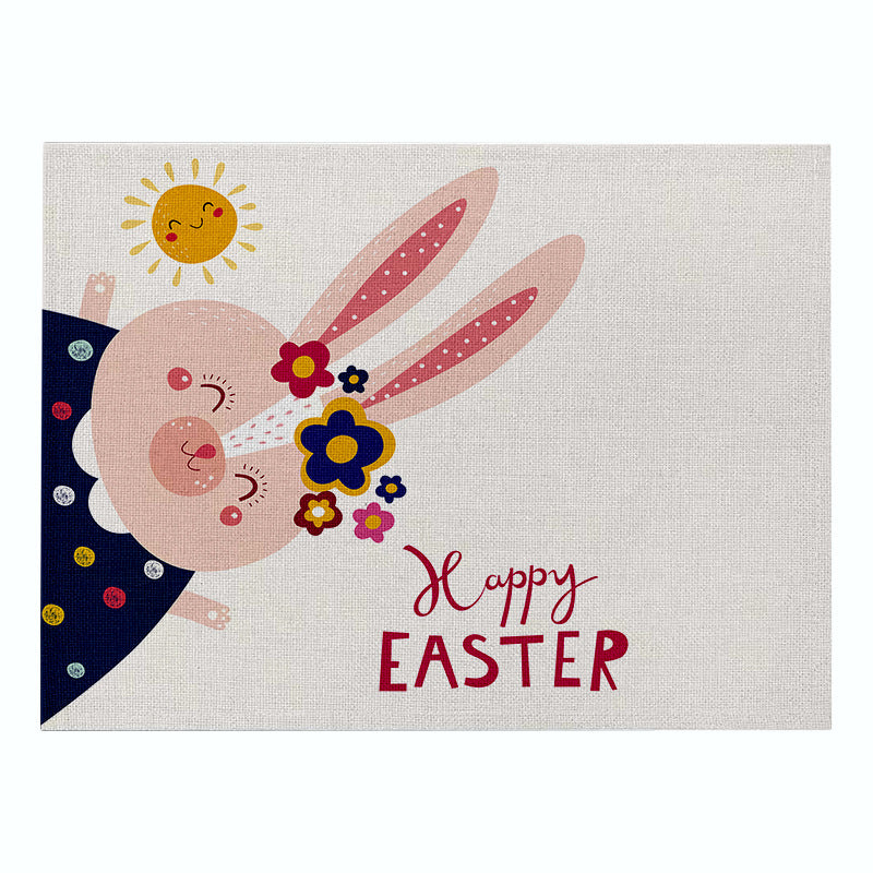 Cartoon Rabbit Kitchen Coaster Set Anti-Scalding Cotton Linen Placemat