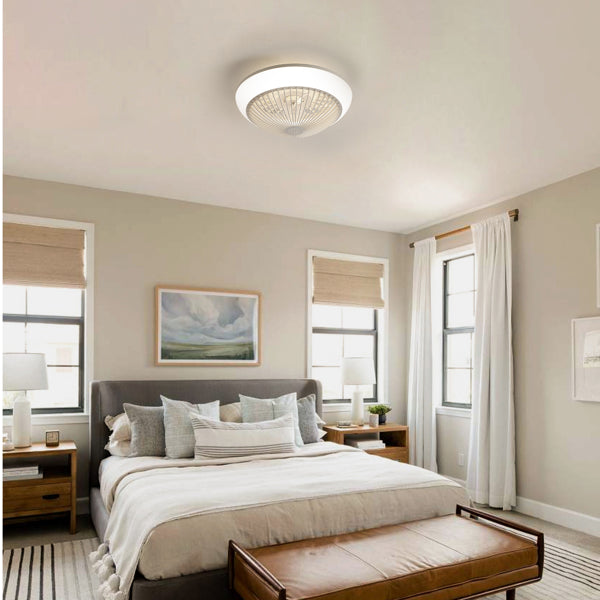 15 Inch RGB Dimmable Ceiling Fan with Light - Remote Control, Quiet Bladeless Design