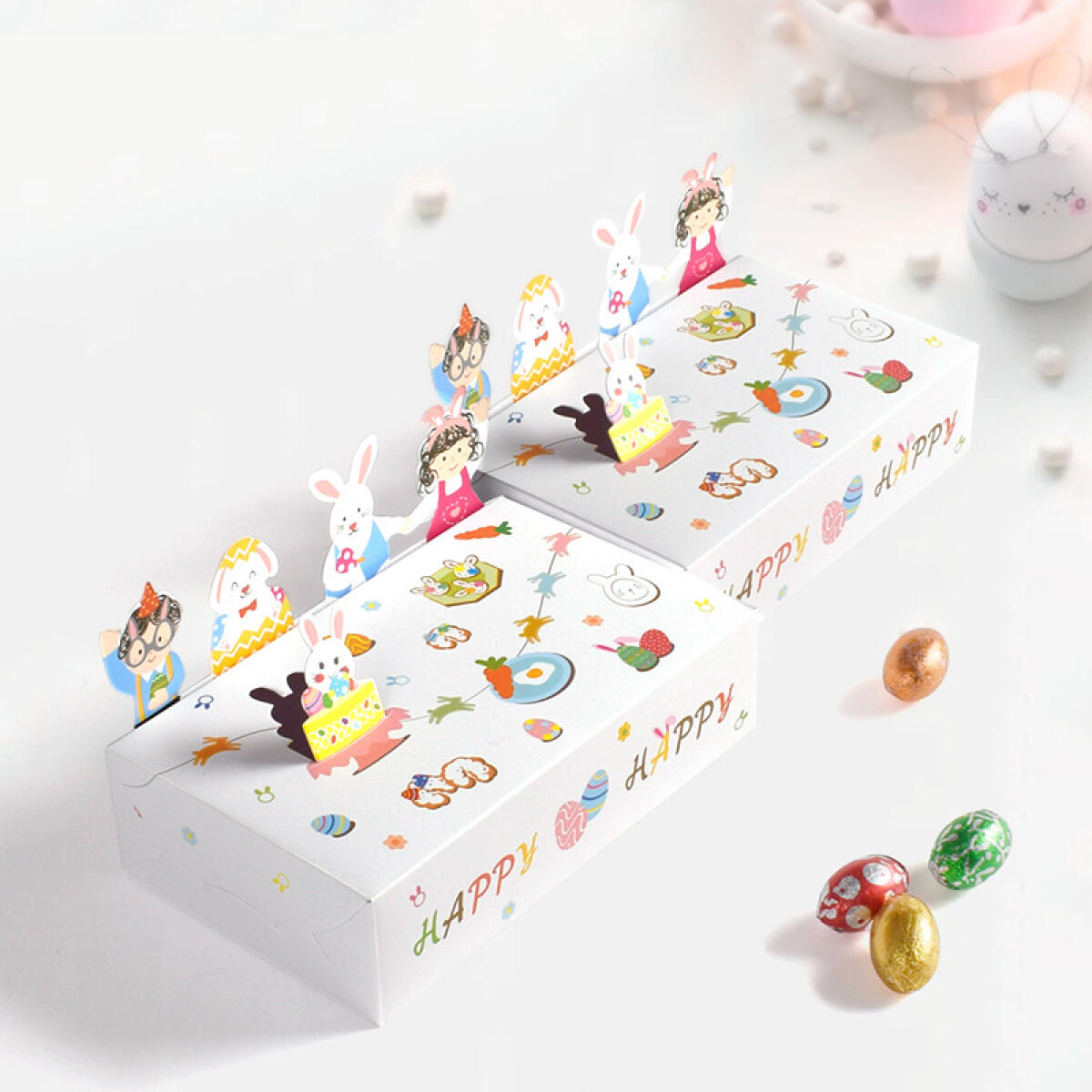 Cartoon Rabbit Paper Treat Boxes - 10 Pack
