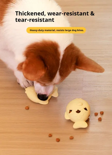 Fish-Shaped Dog Treat Dispenser Toy - Food-Grade Silicone Slow Feeder for Boredom Relief & Teeth Cleaning