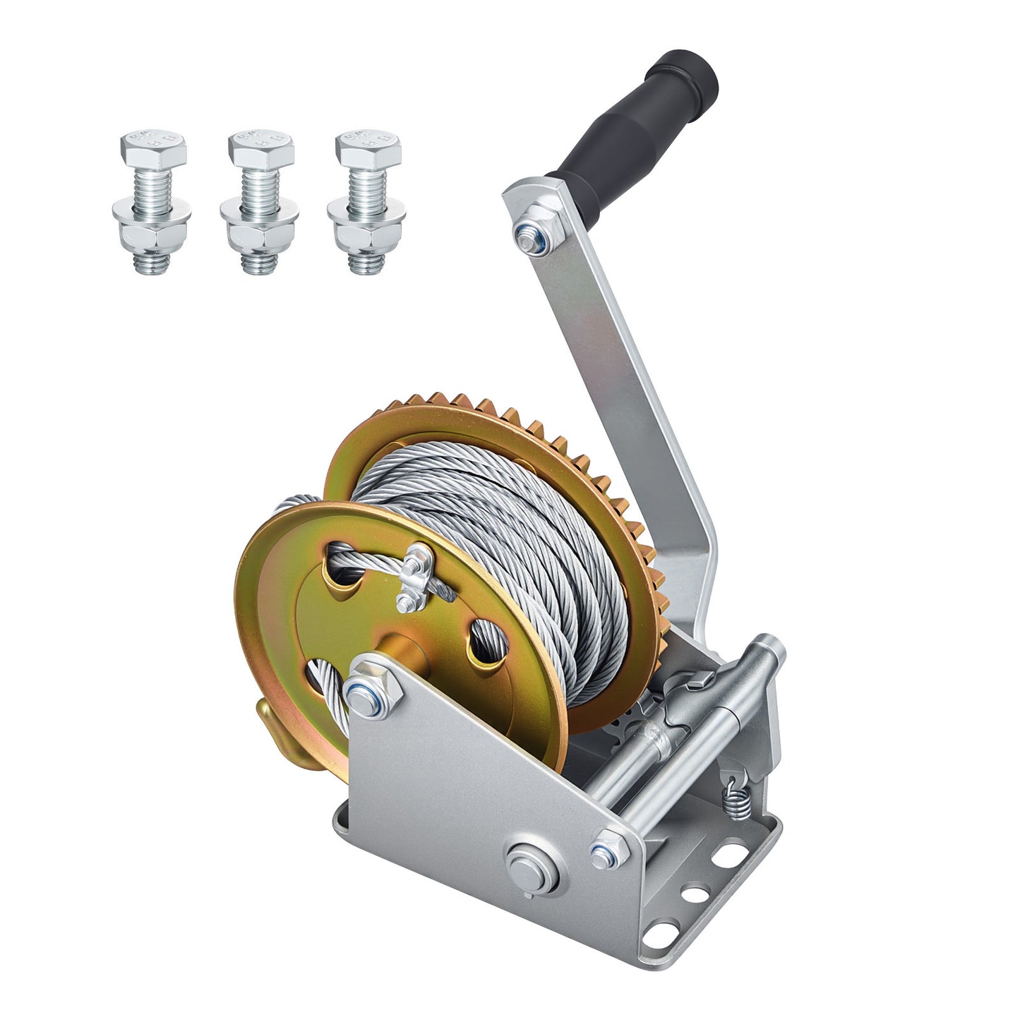 Heavy Duty Hand Winch 1600 Lbs with Steel Wire Rope for Boat Trailer ATV Towing