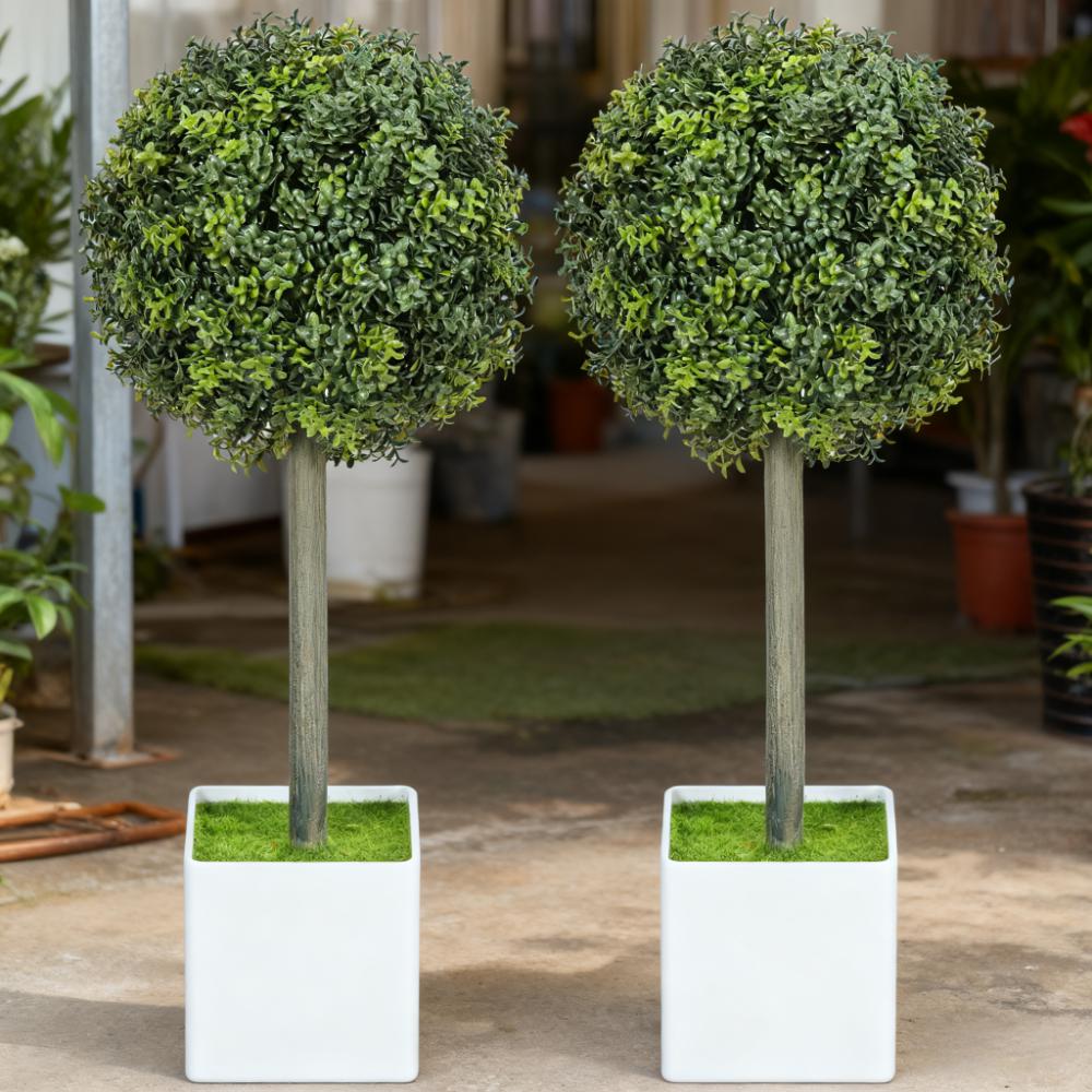 Artificial Boxwood Topiary Balls - 2 Piece Set, Green