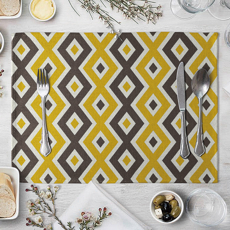 Geometric Pattern Dinner Placemats Set of 4 - Kitchen Table Decor