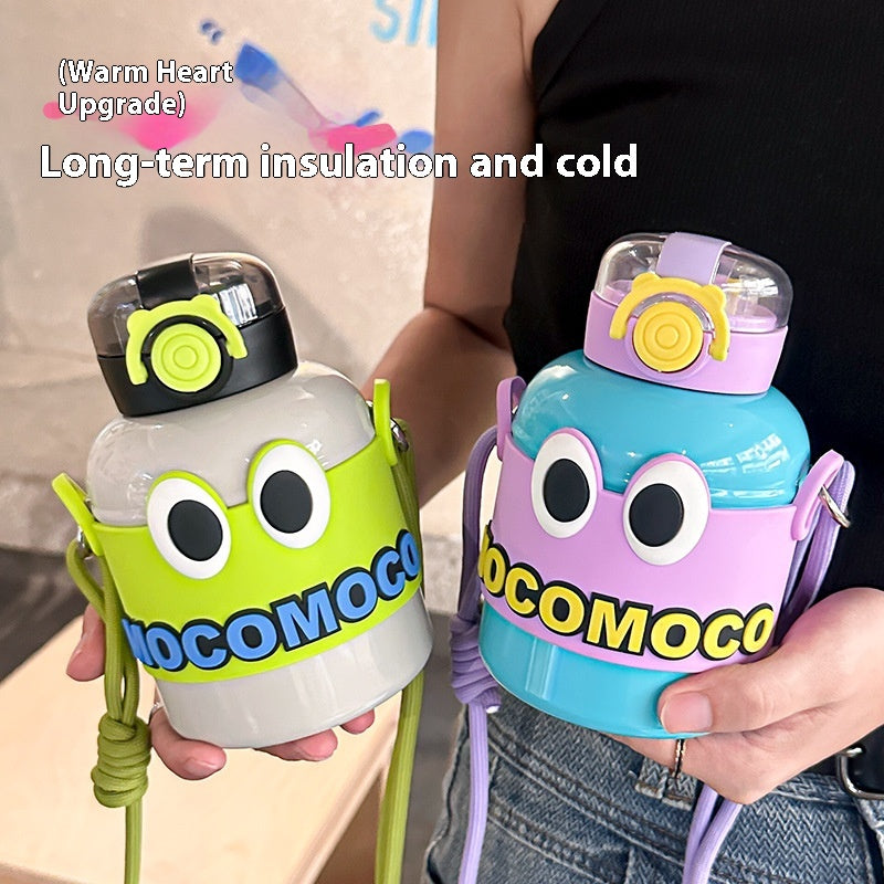 Large Capacity 316 Stainless Steel Children's Thermos Mug with Straw - 600ml