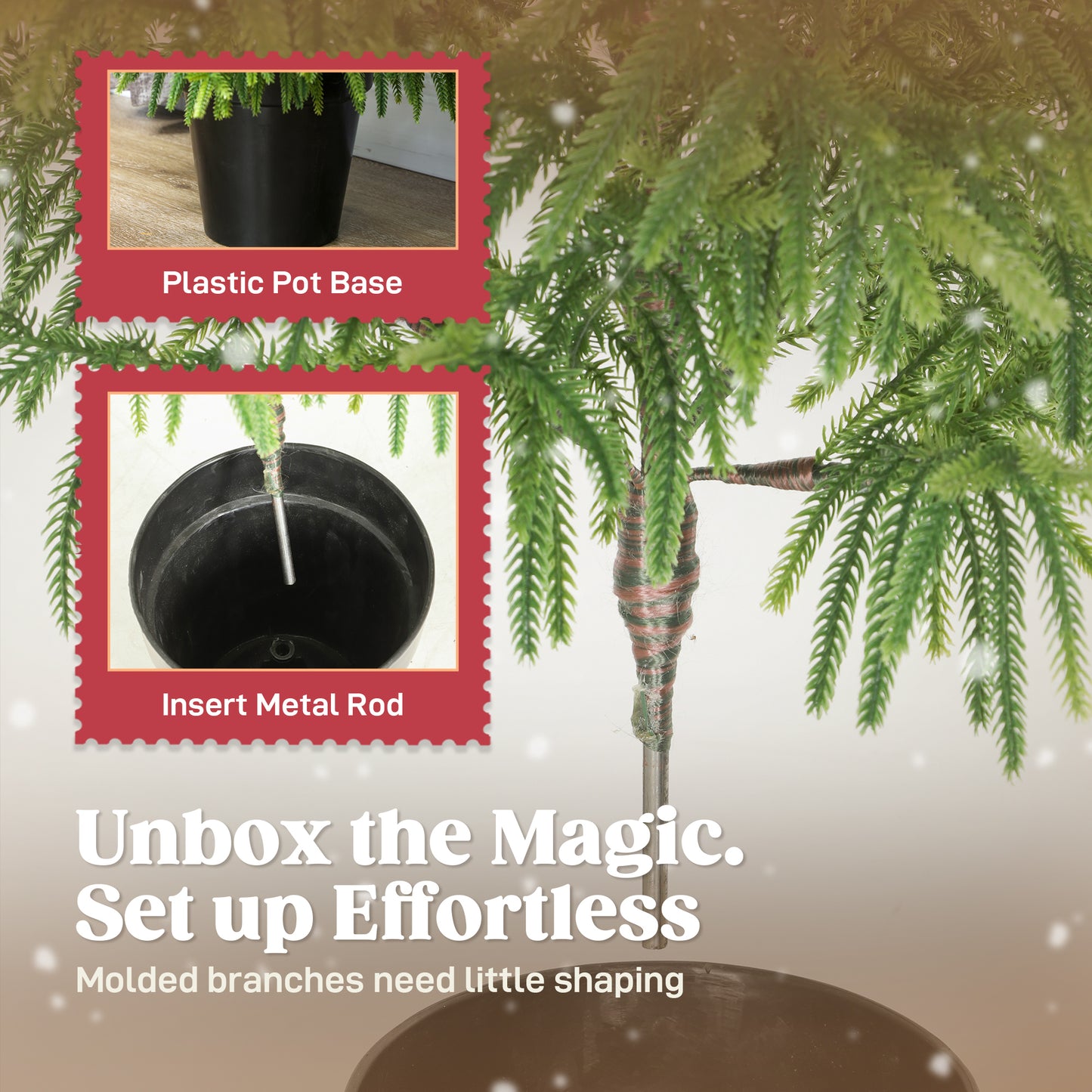 Set of 2 4 ft Artificial Christmas Trees - Green Norfolk Pine