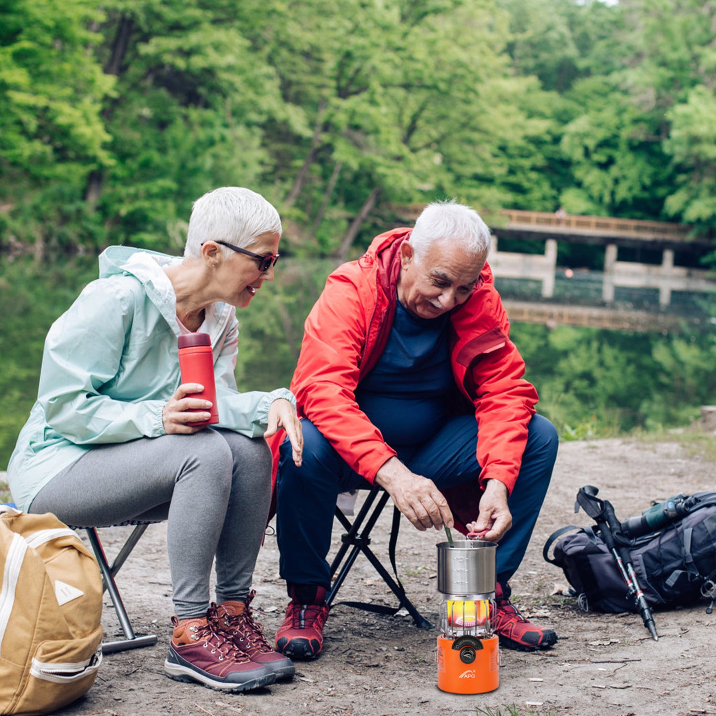 2000W 2-in-1 Portable Camping Stove & Heater - Orange