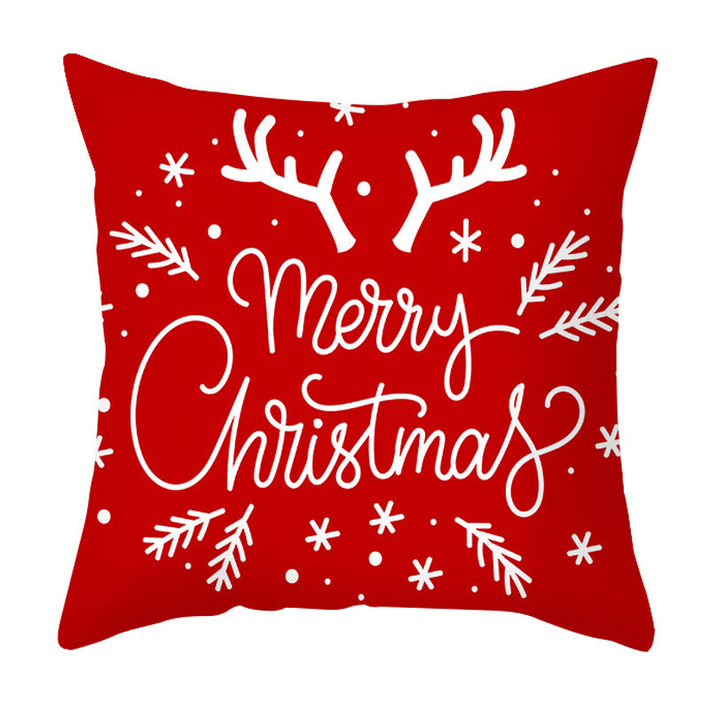 Christmas Pillow Cover Cartoon Letter Print Cushion Cover for Sofa & Office