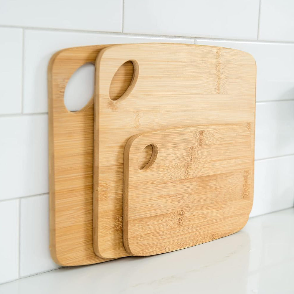 Double-Sided Bamboo Kitchen Chopping Board Set - Multiple Sizes