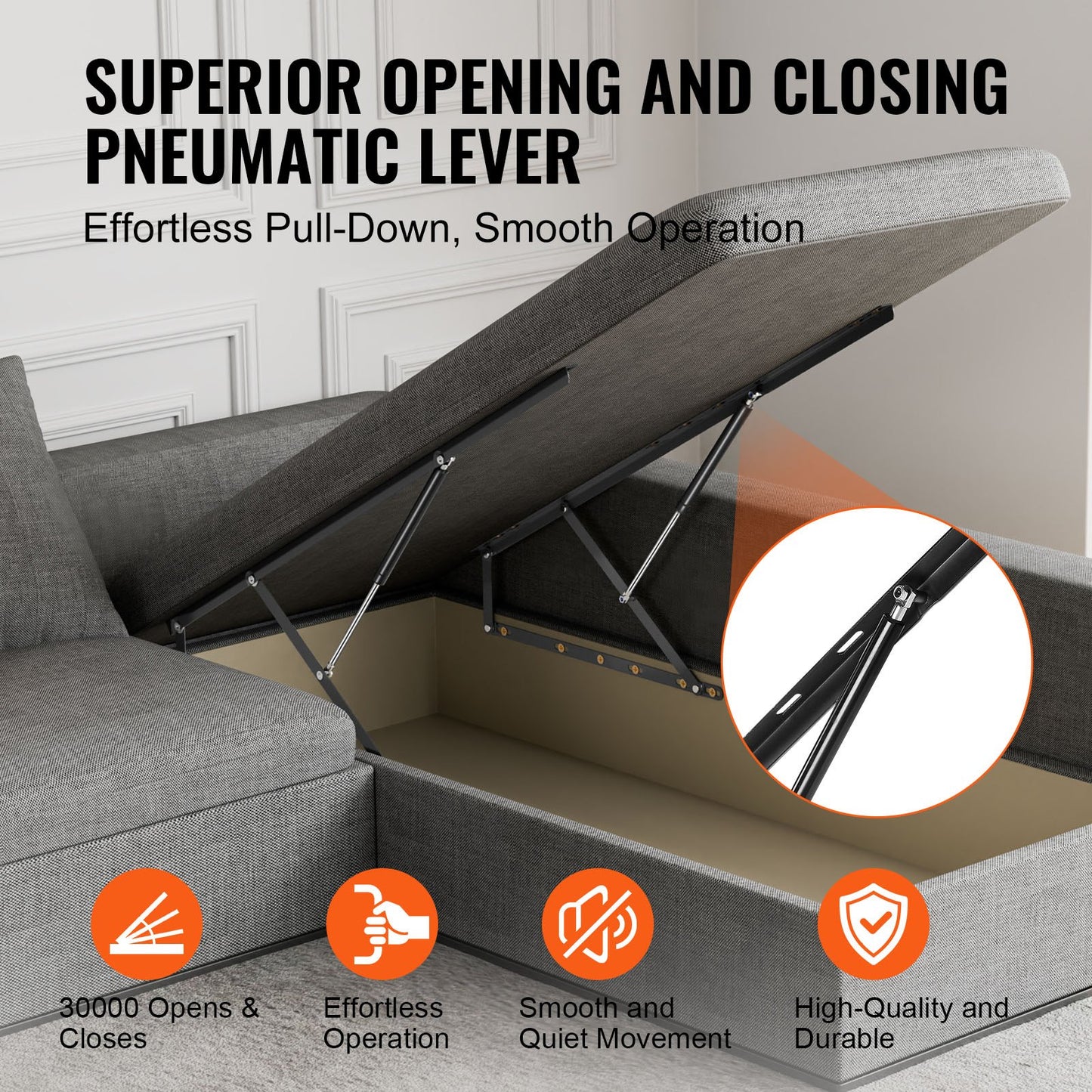 Wall Bed Lift Support Hardware 59x71 Inches Black Carbon Steel Durable Mechanism