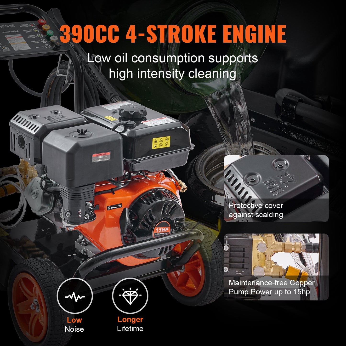 Gas Pressure Washer 4400 PSI 4.0 GPM Gas-Powered Cleaning Machine with Copper Pump