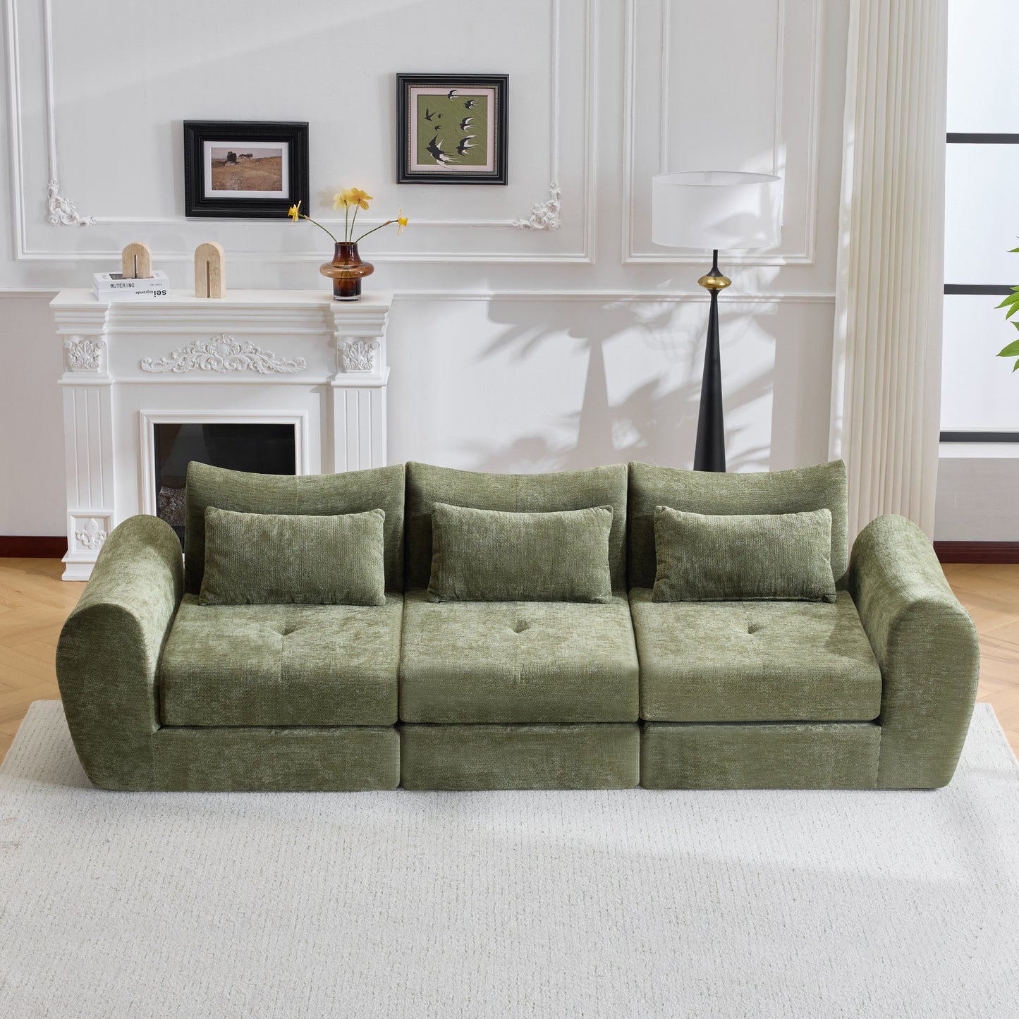 Modular Cloud Sofa Bed - Convertible Sectional Cushioned Sofa - Green