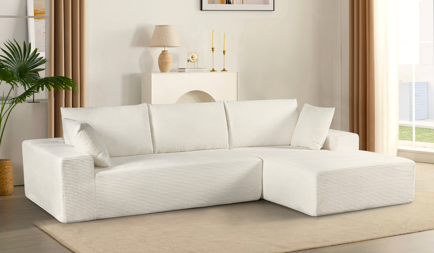CozyForm Convertible Sectional Sofa In Soft Corduroy, Modern Comfy