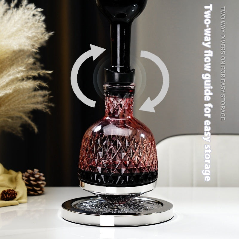 High-Grade 1800ml Rotating Wine Decanter with Sealed Crystal and Gold Options