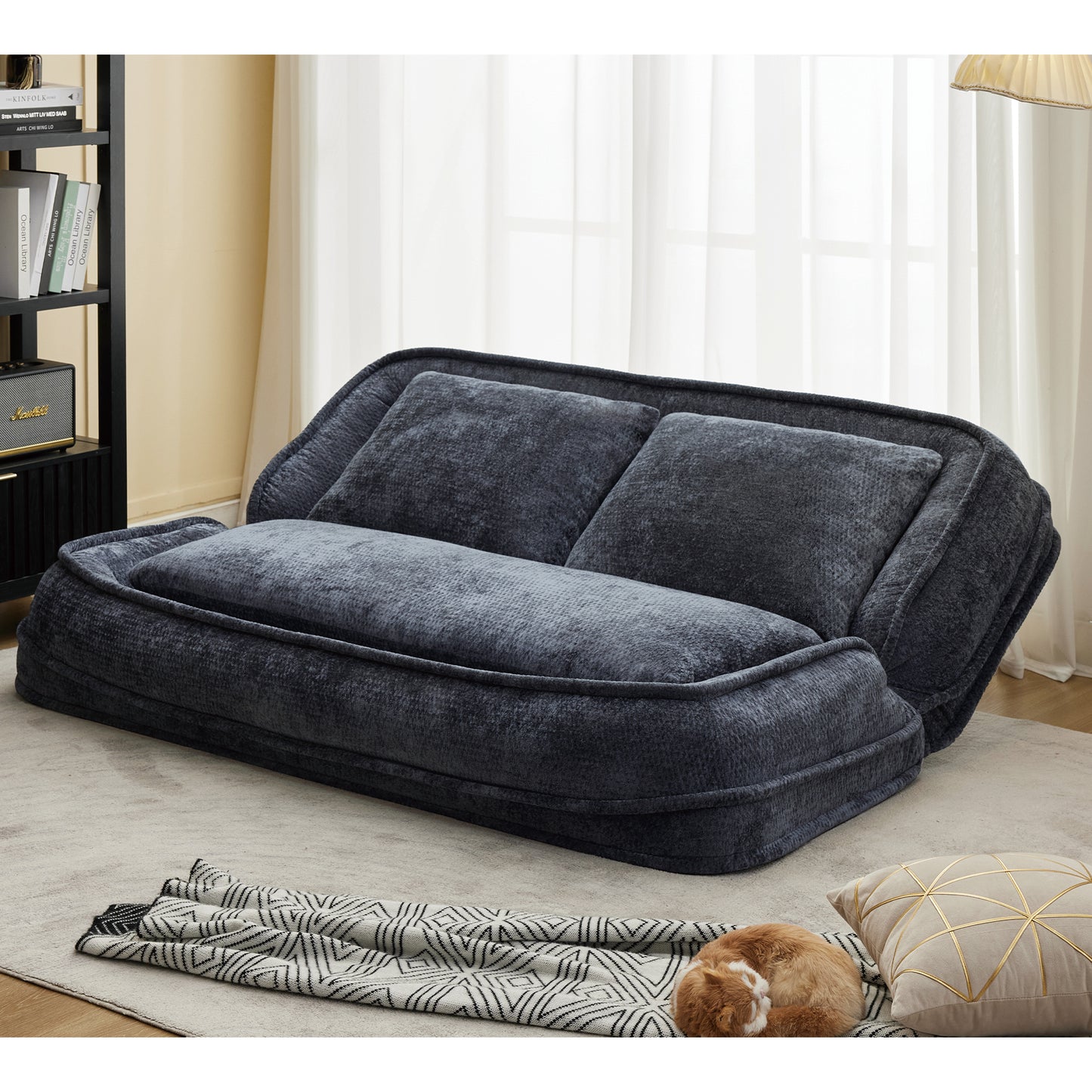 Double Lazy Sofa Dog Bed - Extra Large Loveseat in Dark Gray
