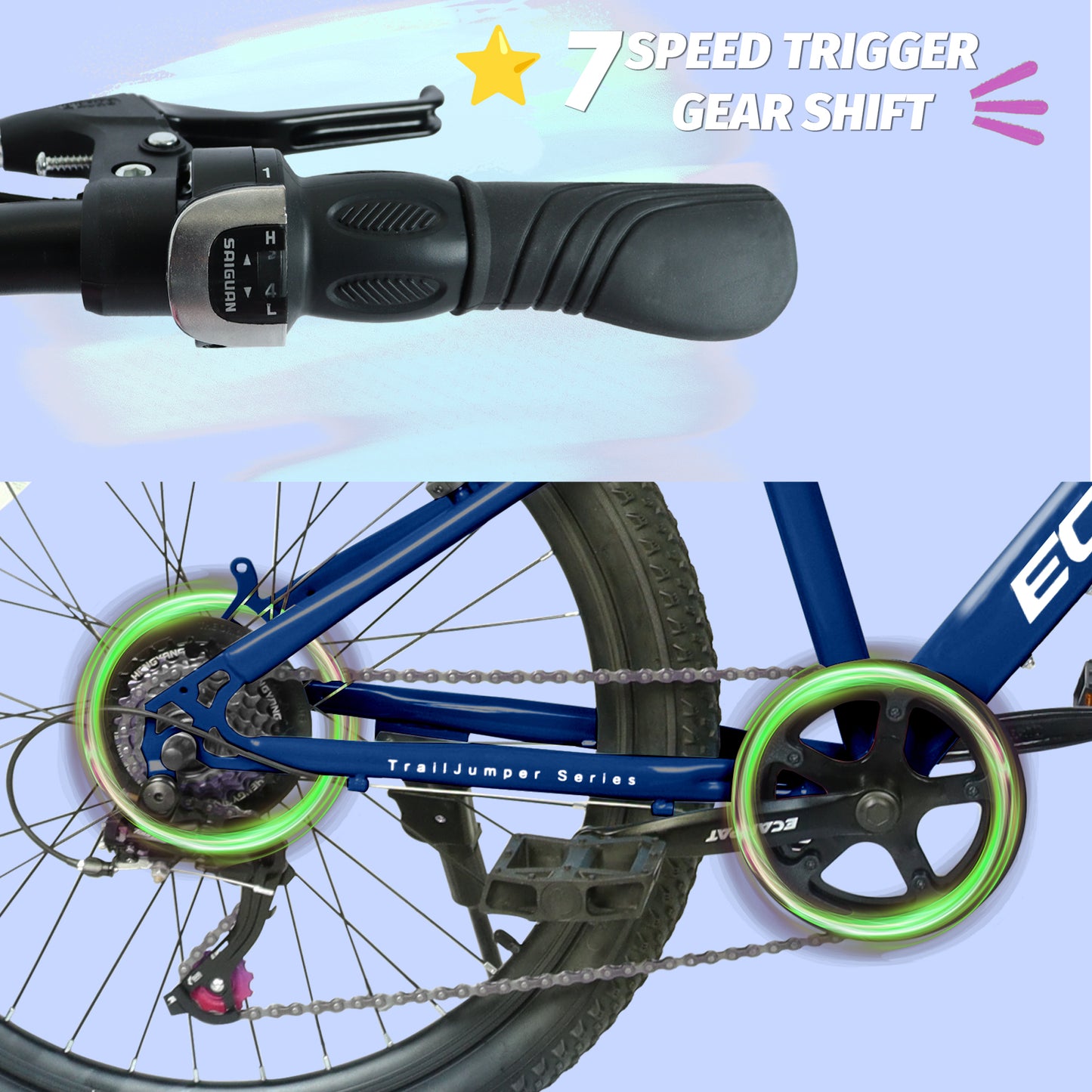 Youth Mountain Bike 24 Inch - 7 Speed, Front Suspension, Disc Brakes