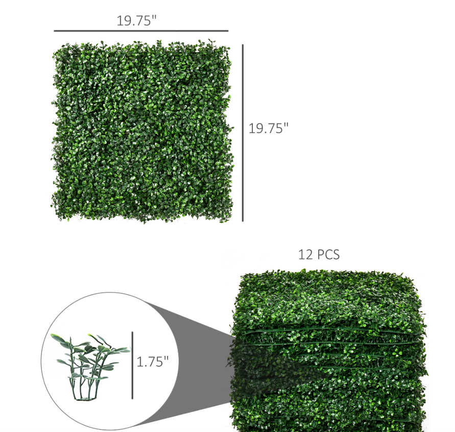 12-Piece Artificial Grass Mats 19.75 x 19.75 Inches Soft & Water Draining Light Green